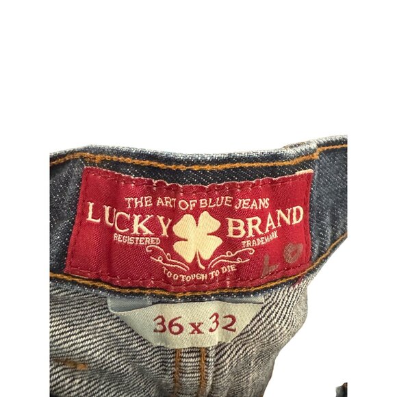 Lucky Brand 181 Relaxed Straight Mens Jeans Size 36x32 Dark Wash 100% Cotton Den - Picture 4 of 6